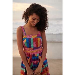 Farm Rio Solei multicolored sleeveless ruffle hem maxi dress